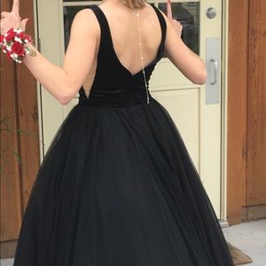 Black velvet prom dress